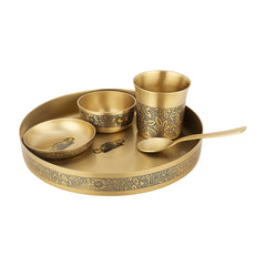 Bronze ETCHING BABY THALI SET - 5 PCS - CROCKERY WALA AND COMPANY 