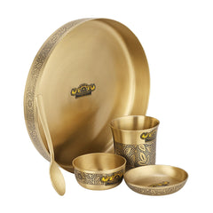 Bronze ETCHING BABY THALI SET - 5 PCS - CROCKERY WALA AND COMPANY 