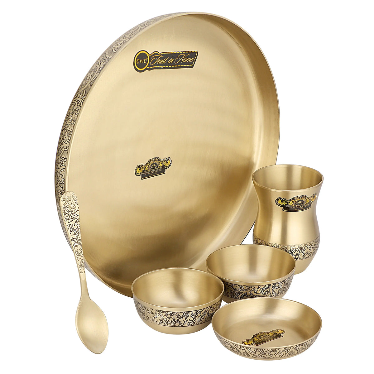 BRONZE LUXURY ETCHING THALI SET - 6 PCS - CROCKERY WALA AND COMPANY 