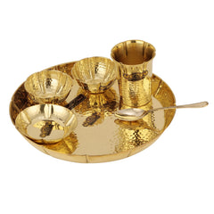 BRASS FLOWER THALI SET - 6 PCS - CROCKERY WALA AND COMPANY 