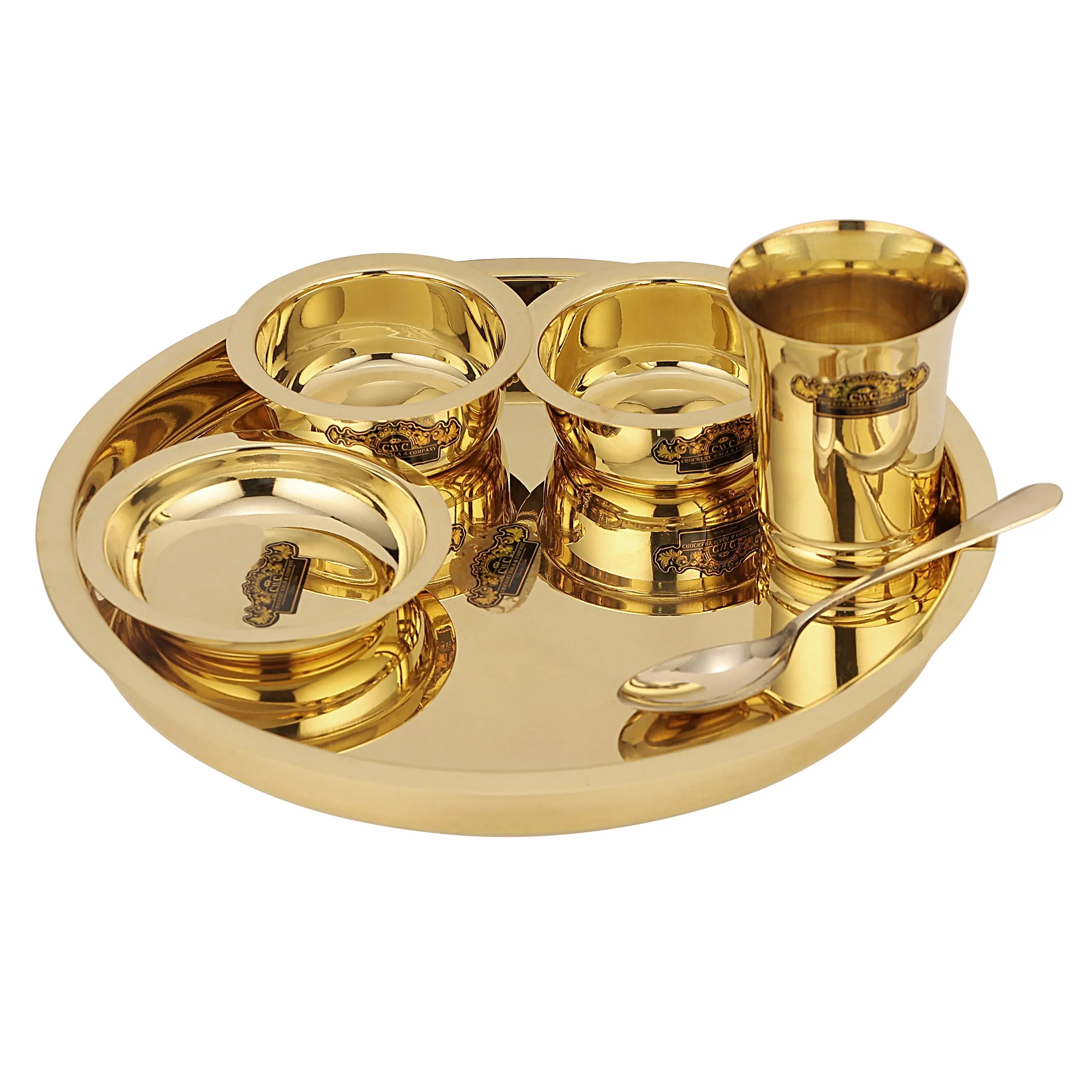 BRASS SAPPHIRE THALI SET - 6PCS - CROCKERY WALA AND COMPANY 