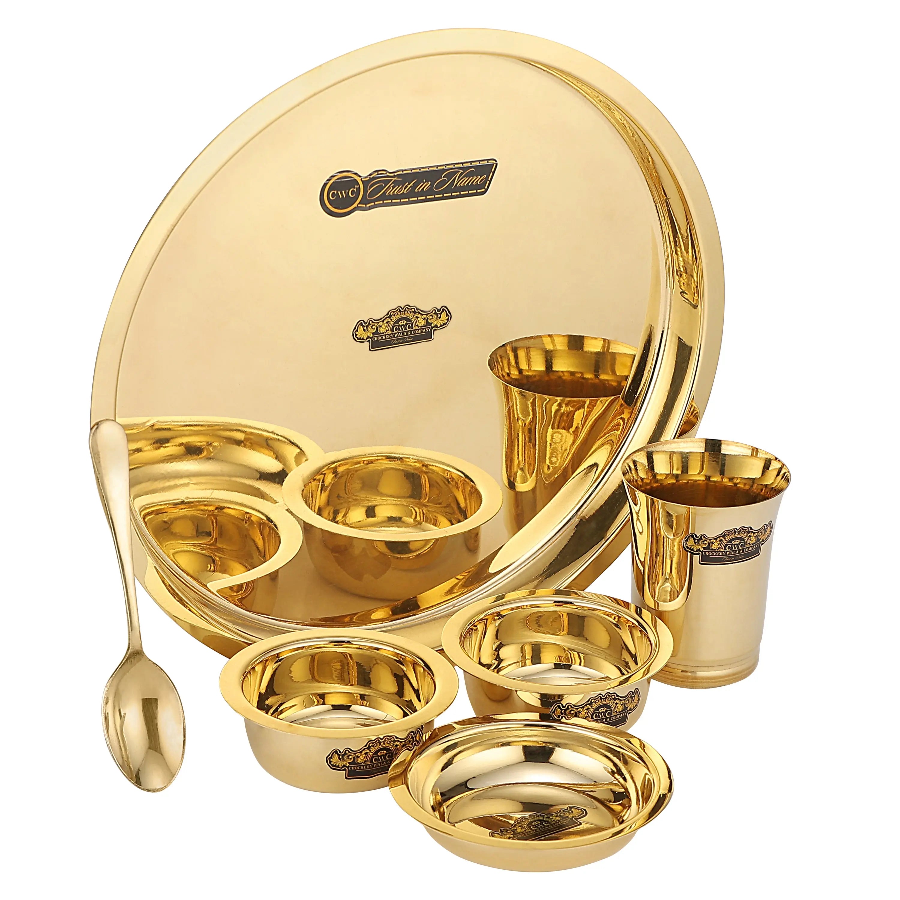 BRASS SAPPHIRE THALI SET - 6PCS - CROCKERY WALA AND COMPANY 