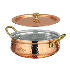 Kalai Lagaan Handi With Lid  Hammered Design Handi For Cooking & Serving light weight Crockery Wala And Company