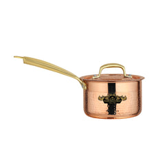 Pure copper sauce pan with kalai and lid hammered finish premium look CROCKERY WALA AND COMPANY