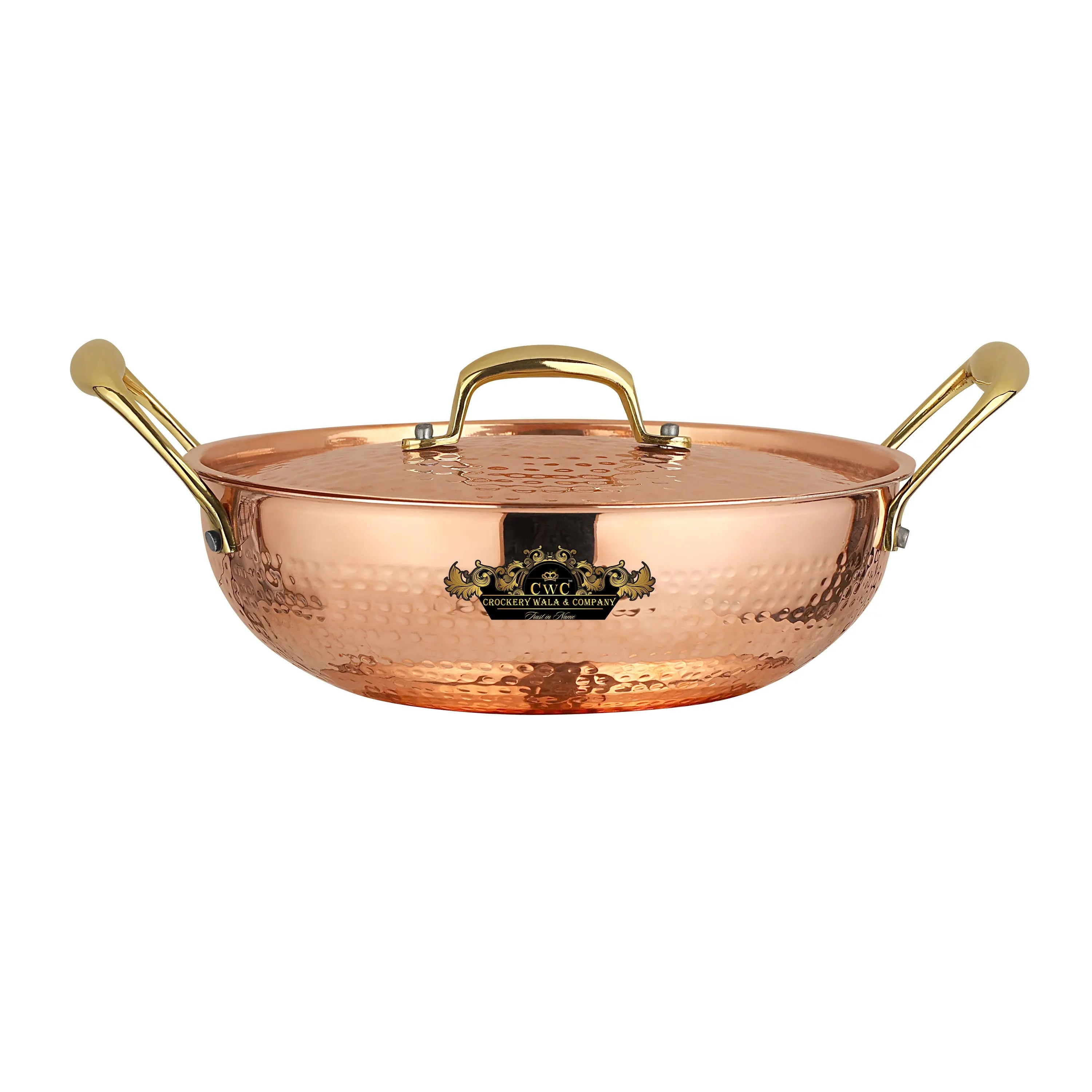 Pure copper karhai for frying and cooking premium finish CROCKERY WALA AND COMPANY