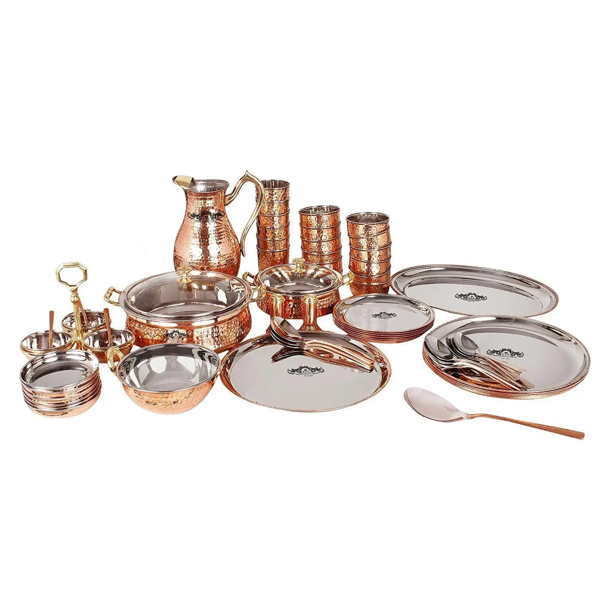 Pure Copper Dinner Set 63 pcs Maharaja Look - CROCKERY WALA AND COMPANY 