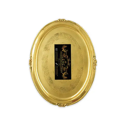 Crockery Wala And Company Brass Serving Tray Plate Oval Brass Tray For Serving Kitchenware Dinnerware - CROCKERY WALA AND COMPANY 