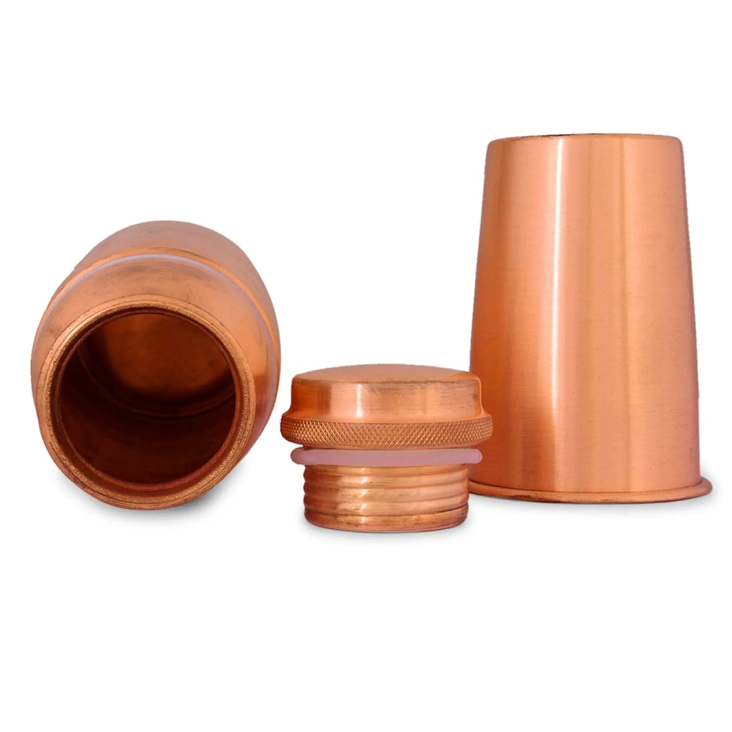 Pure Copper Bottle Mattle Finish With Glass Lid - CROCKERY WALA AND COMPANY 