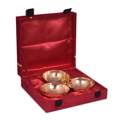 Crockery Wala And Company Pure Copper Hammered Mukhwas Tray 3 Containers Mukhwas Serving Tray For Restaurants & Home - CROCKERY WALA AND COMPANY 