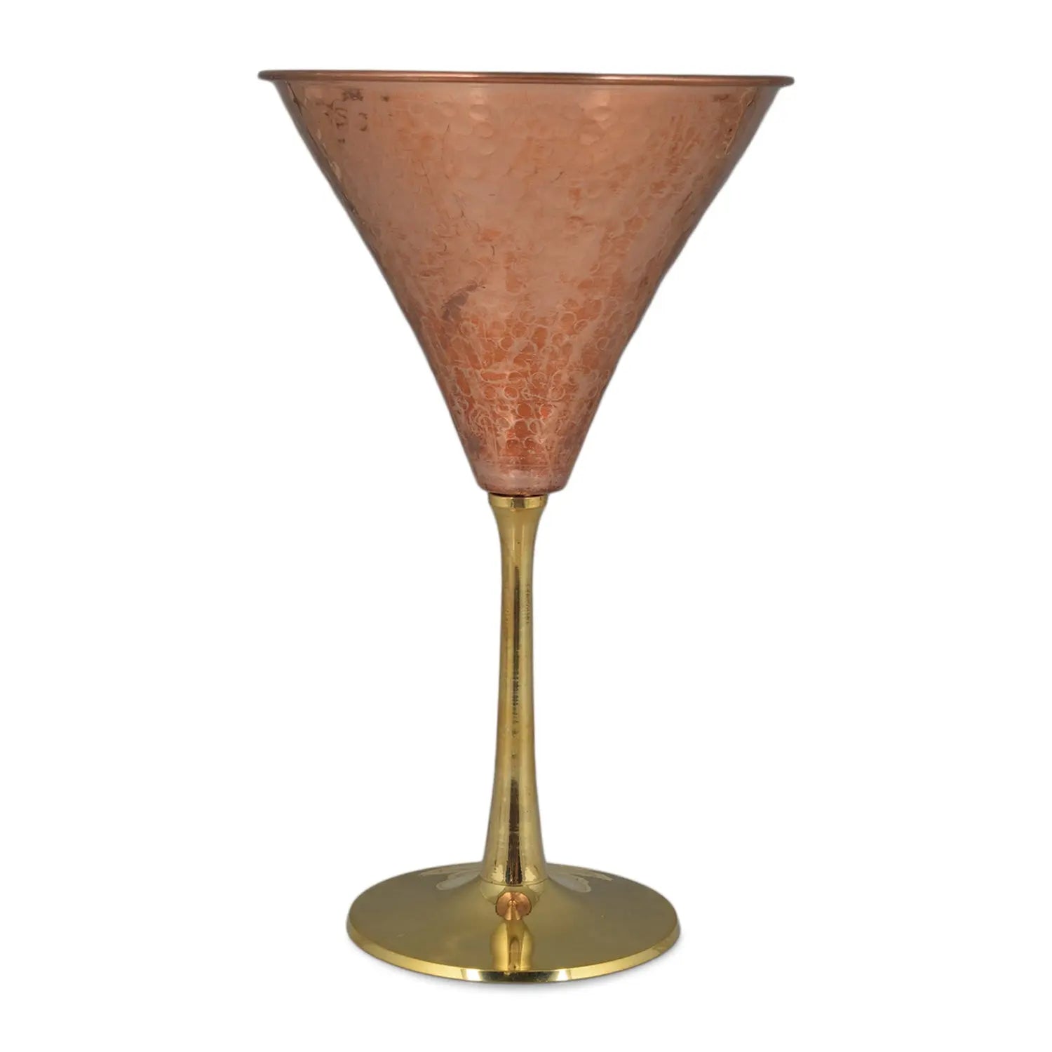 Copper Martini Glass Hammered Brass Martini Glass With Brass Stand - CROCKERY WALA AND COMPANY 