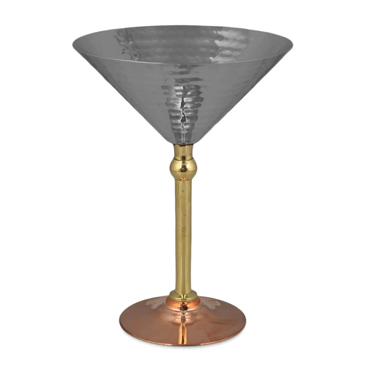 Crockery Wala And Company Steel Hammered Martini Glass Martini Glass With Copper Brass Stand - CROCKERY WALA AND COMPANY 