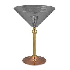 Crockery Wala And Company Steel Hammered Martini Glass Martini Glass With Copper Brass Stand - CROCKERY WALA AND COMPANY 