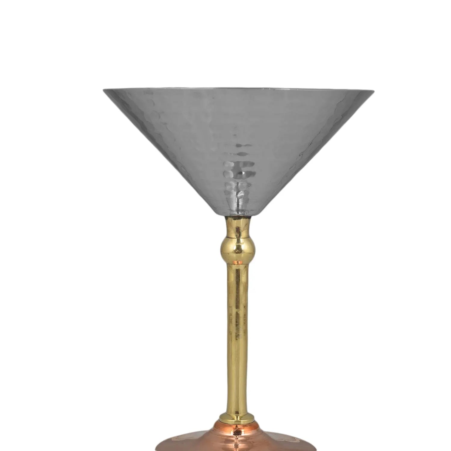 Crockery Wala And Company Steel Hammered Martini Glass Martini Glass With Copper Brass Stand - CROCKERY WALA AND COMPANY 