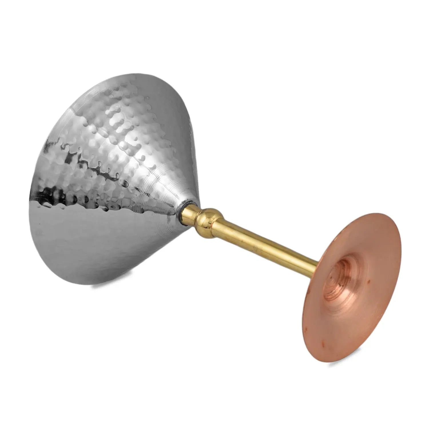 Crockery Wala And Company Steel Hammered Martini Glass Martini Glass With Copper Brass Stand - CROCKERY WALA AND COMPANY 