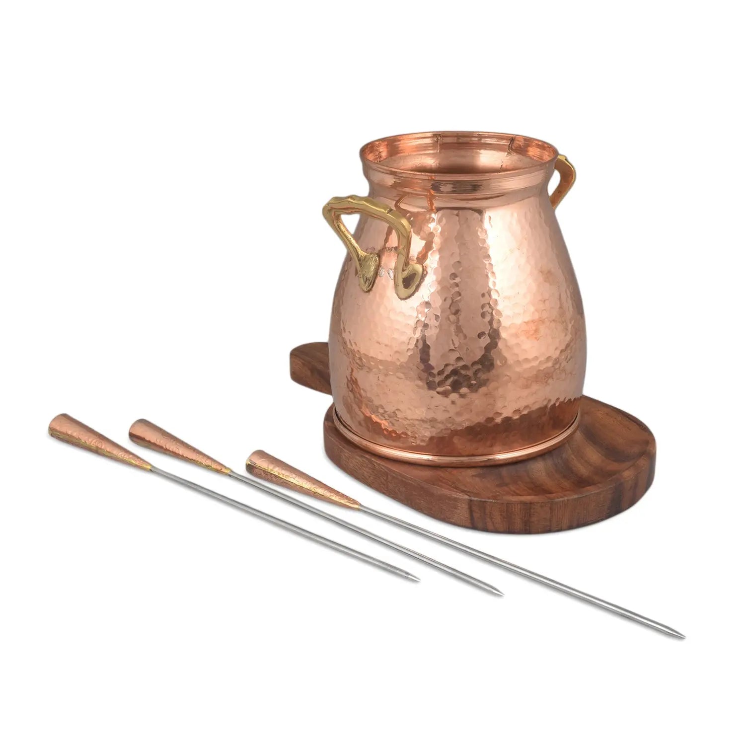 Crockery Wala And Company Handmade Table Copper Tandoor with 3 Skewers for Paneer Tikka Chicken Dish - CROCKERY WALA AND COMPANY 