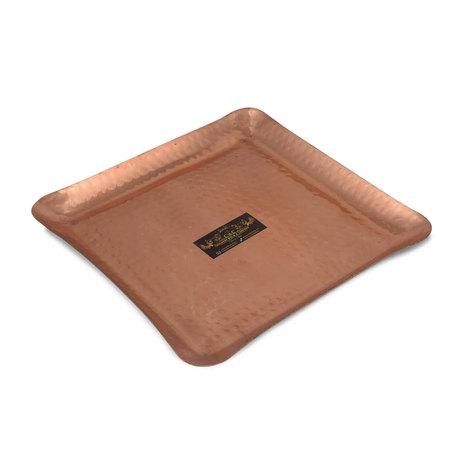 Pure Copper Platter, Tray, Plate Square - CROCKERY WALA AND COMPANY 