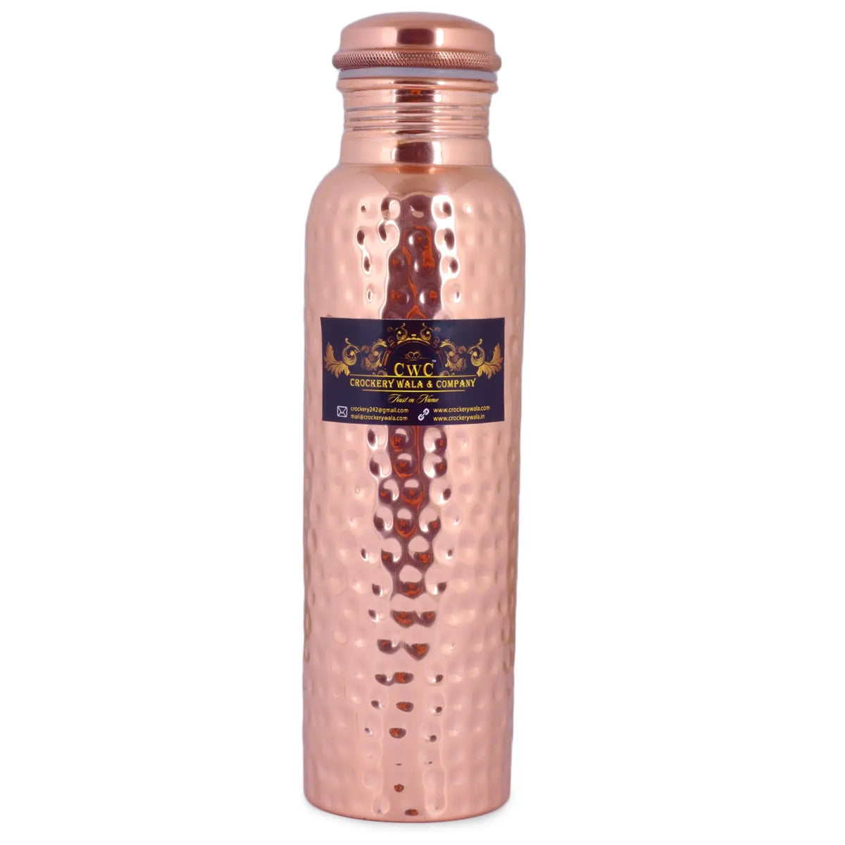 CROCKERY WALA AND COMPANY Pure Copper Bottle Hammered , 1100 ml - Crockery Wala And Company