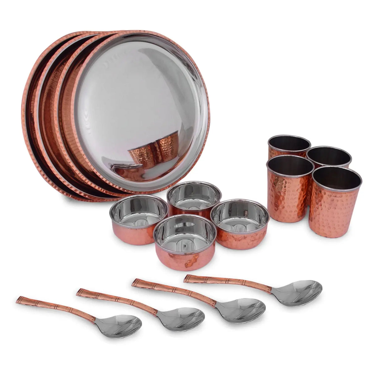 Crockery Wala And Company Royal Steel Copper Dinner Set 16 pcs - CROCKERY WALA AND COMPANY 