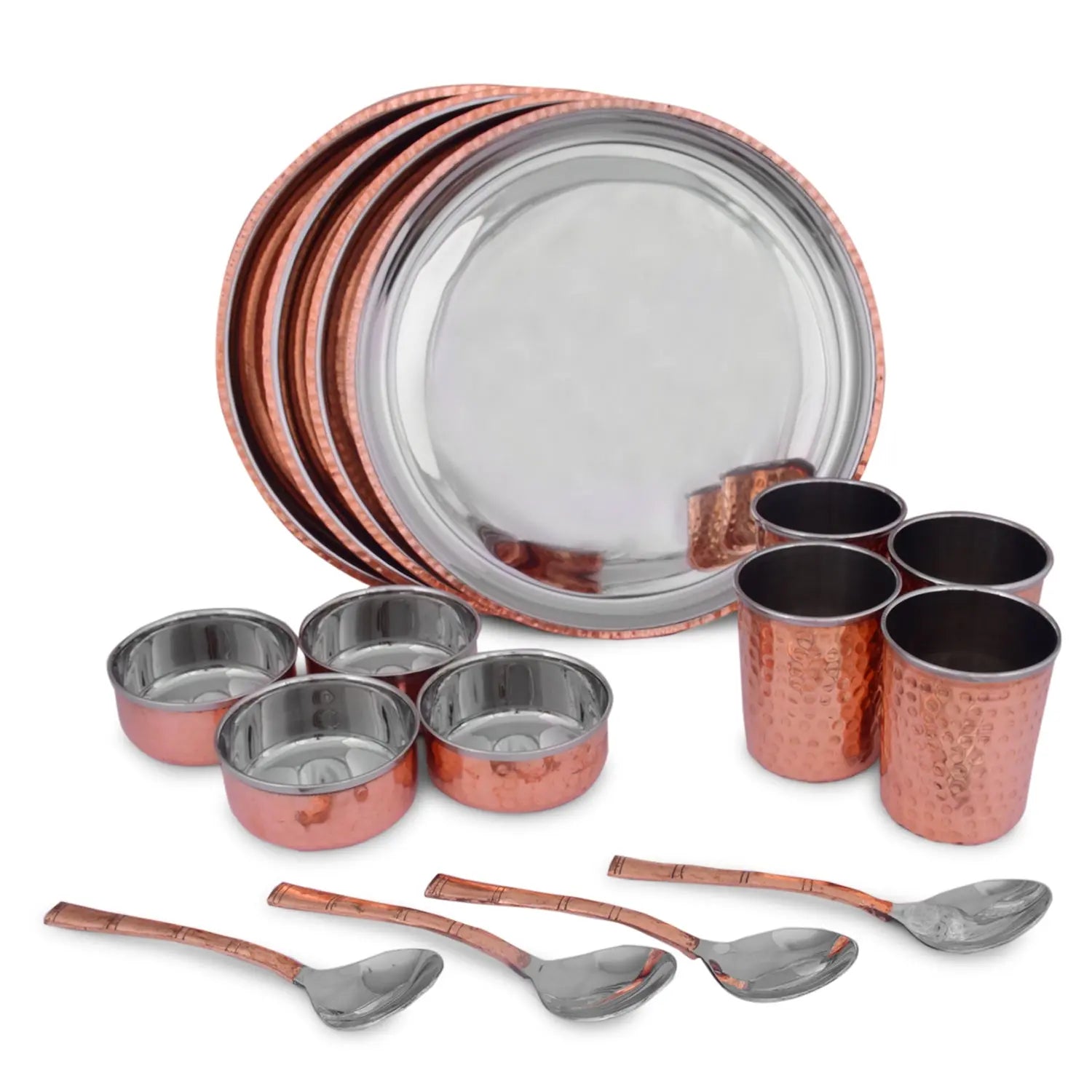 Crockery Wala And Company Royal Steel Copper Dinner Set 16 pcs - CROCKERY WALA AND COMPANY 