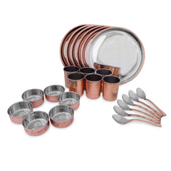 Crockery Wala And Company Royal Steel Copper Dinner Set 24 pcs - CROCKERY WALA AND COMPANY 