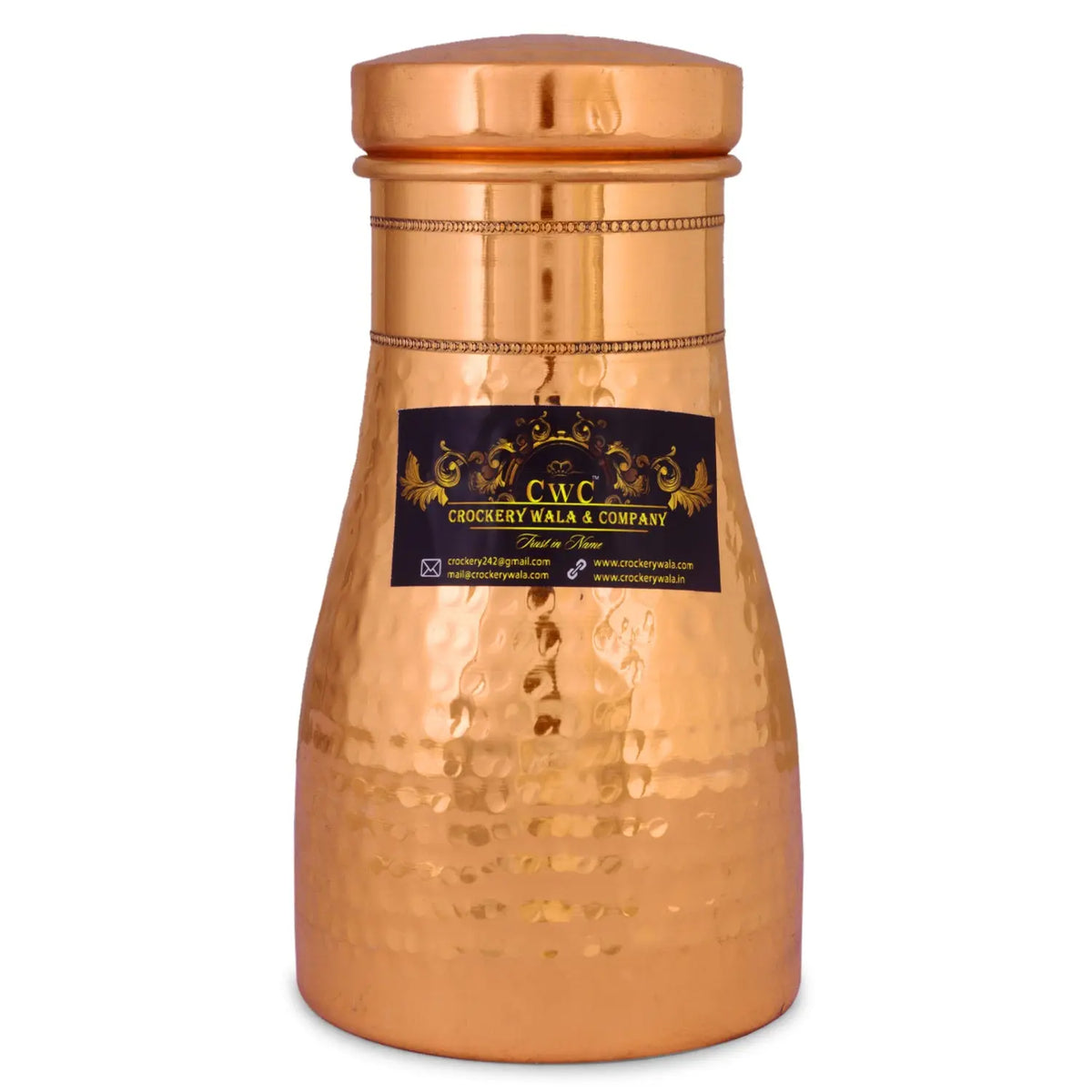 Crockery Wala And Company Bed Side Pure Copper Bottle/Jar 750 Ml - Crockery Wala And Company