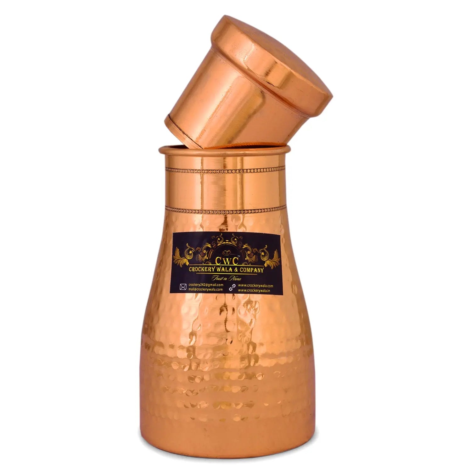 Crockery Wala And Company Bed Side Pure Copper Bottle/Jar 750 Ml - Crockery Wala And Company