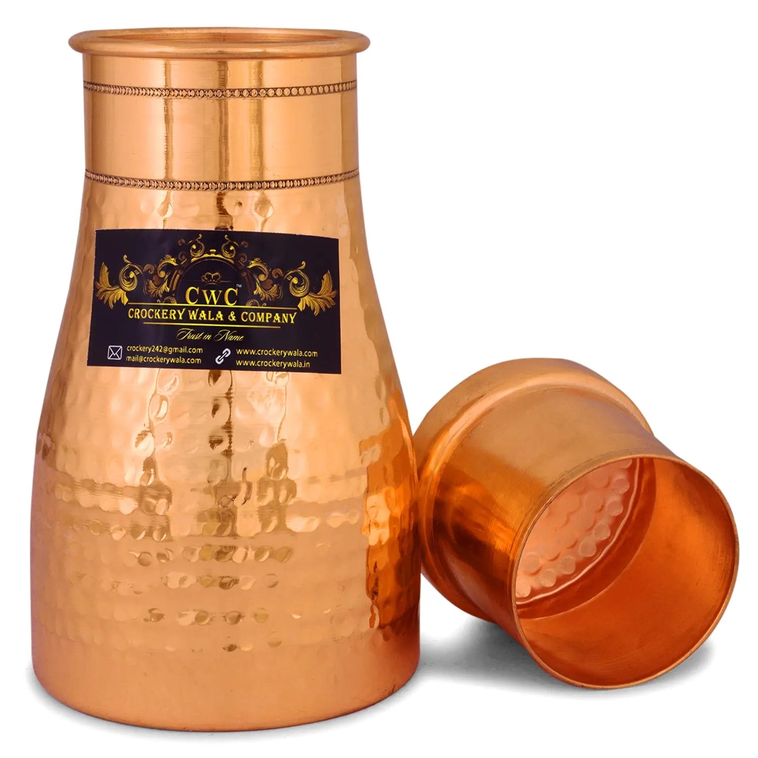 Crockery Wala And Company Bed Side Pure Copper Bottle/Jar 750 Ml - Crockery Wala And Company