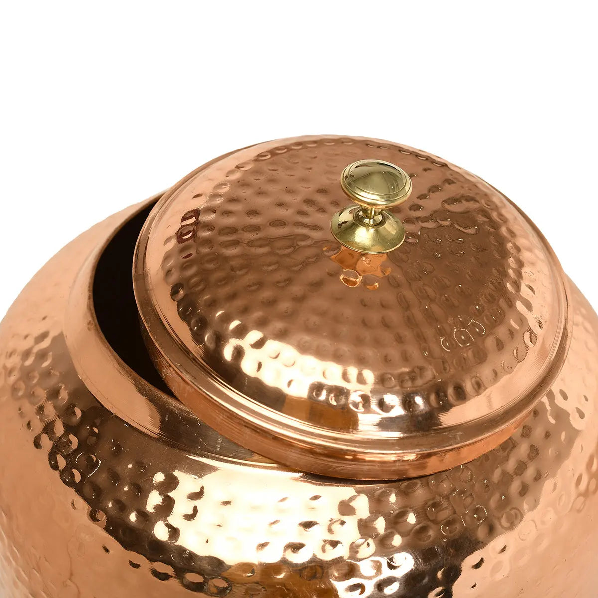 Pure Copper Water Pot Matka Dispenser With Tap Hammered Finish - CROCKERY WALA AND COMPANY 