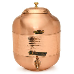 Copper Vessel For Drinking Water Half Hammered Designer With Tap - CROCKERY WALA AND COMPANY 