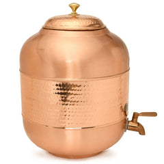 Copper Vessel For Drinking Water Half Hammered Designer With Tap - CROCKERY WALA AND COMPANY 