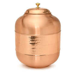 Copper Vessel For Drinking Water Half Hammered Designer With Tap - CROCKERY WALA AND COMPANY 