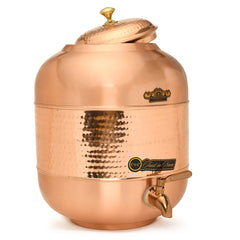 Copper Vessel For Drinking Water Half Hammered Designer With Tap - CROCKERY WALA AND COMPANY 