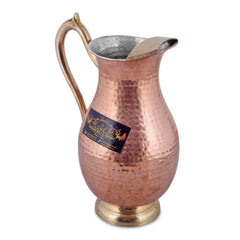 Copper Mughal Jug With Inside Tinning With Brass Handle For Gifting - CROCKERY WALA AND COMPANY 