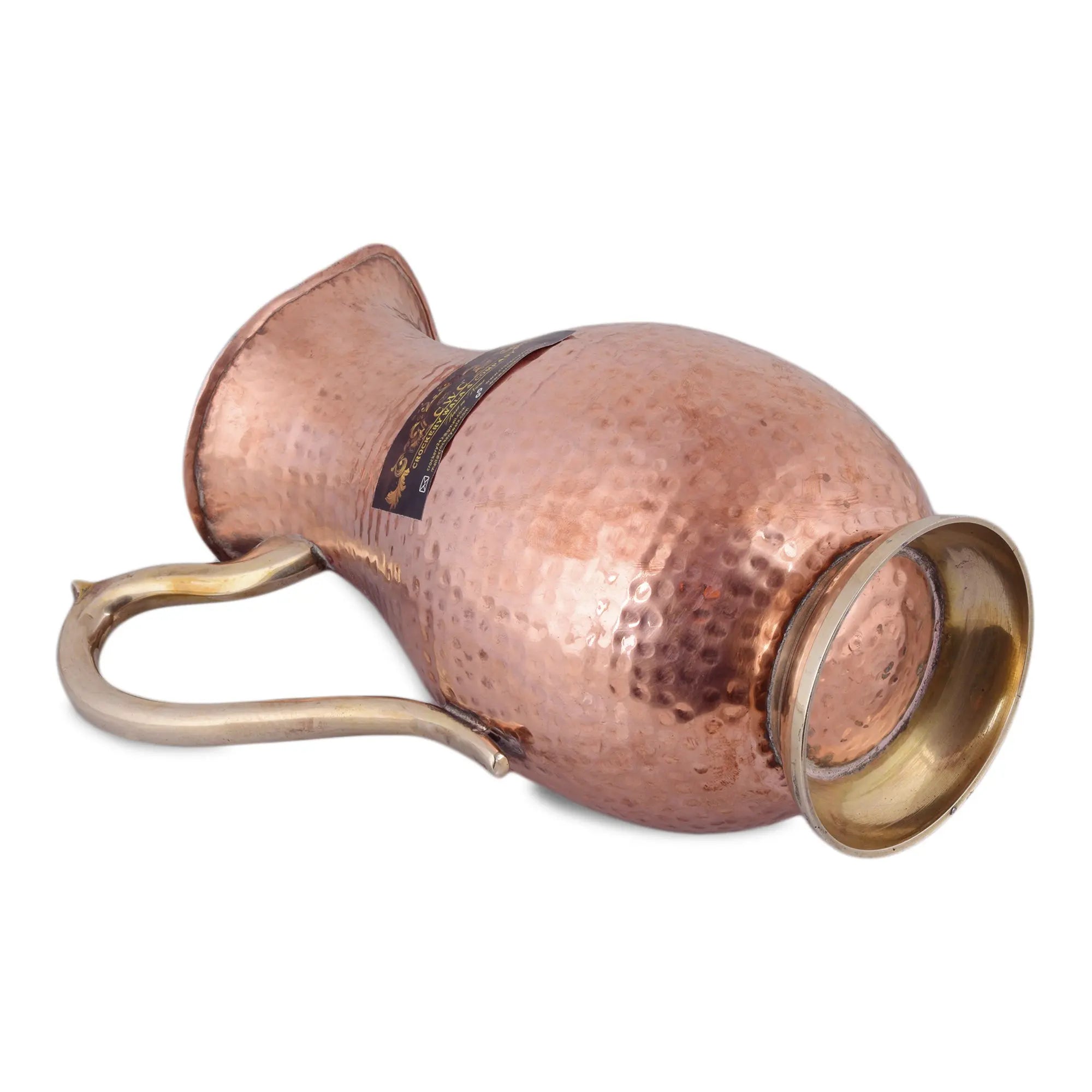 Copper Mughal Jug With Inside Tinning With Brass Handle For Gifting - CROCKERY WALA AND COMPANY 