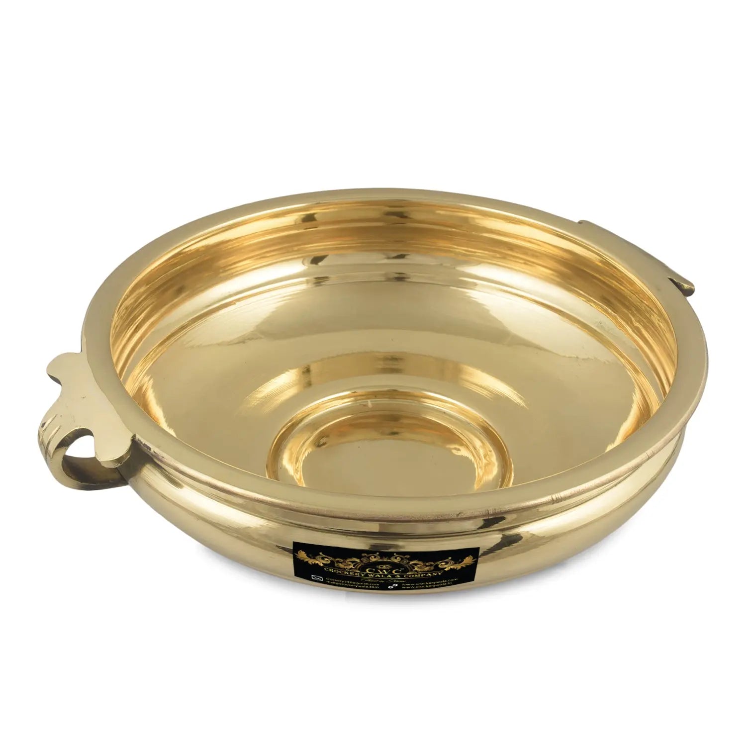 Pure Brass Cookware Decorative Bowl Center Piece Urli Pot Home Decor 12 Inch - CROCKERY WALA AND COMPANY 