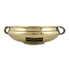 Pure Brass Cookware Decorative Bowl Center Piece Urli Pot Home Decor 12 Inch - CROCKERY WALA AND COMPANY 