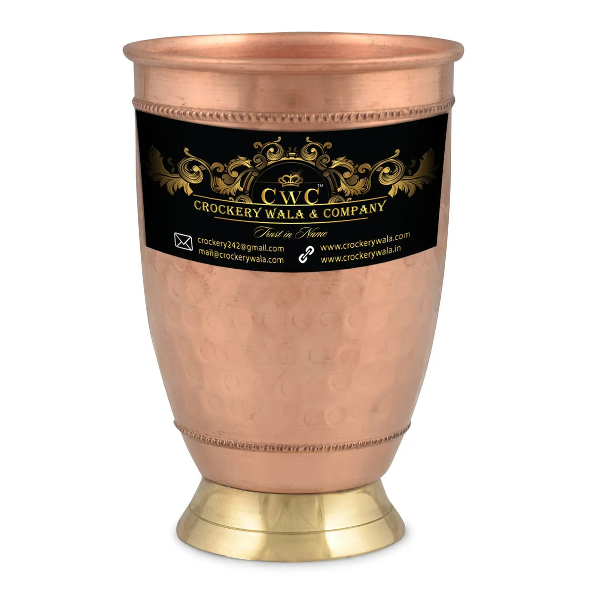 Copper Brass Glass Tumbler 2 Tone - CROCKERY WALA AND COMPANY 