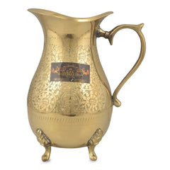 Crockery Wala And Company Brass Jug 1750 ML And Six Glass - CROCKERY WALA AND COMPANY 