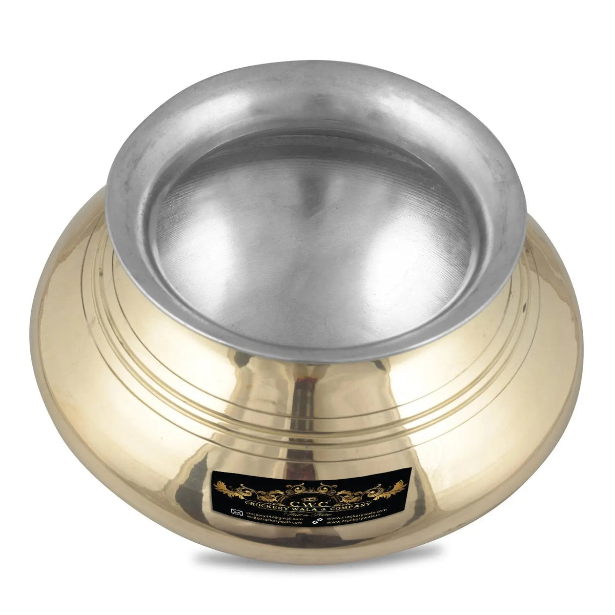 Pure Brass Kalai Punjabi Biryani Handi Patili For Cooking & Serving 4000 ml - CROCKERY WALA AND COMPANY 