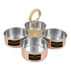 Copper Food Server Dish With Partition - CROCKERY WALA AND COMPANY 