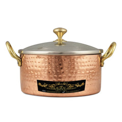 Pure Copper Kalai Hammered Design Saucepot 700 ml