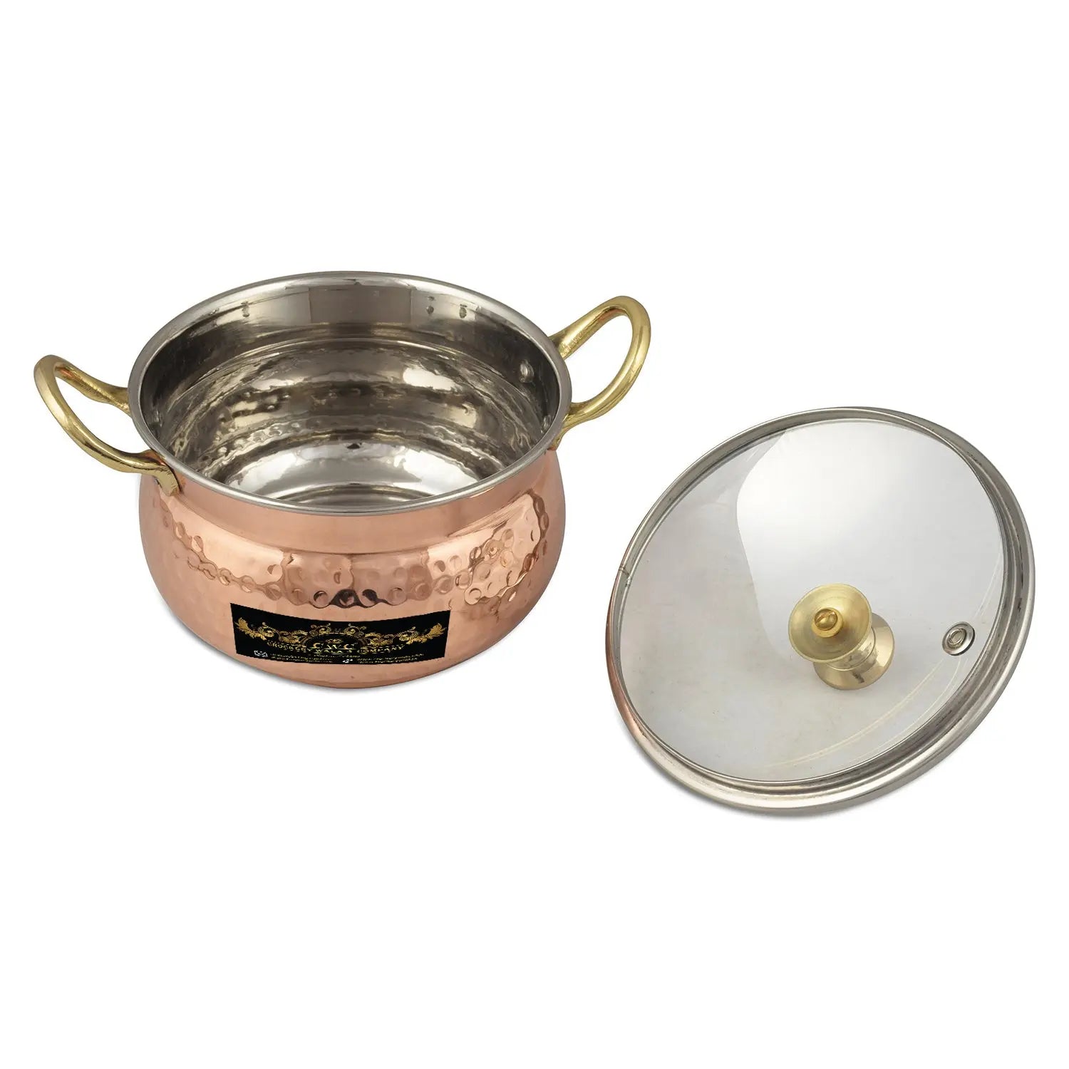 Copper Handi Set For Serving & Cooking 700 ml each - CROCKERY WALA AND COMPANY 