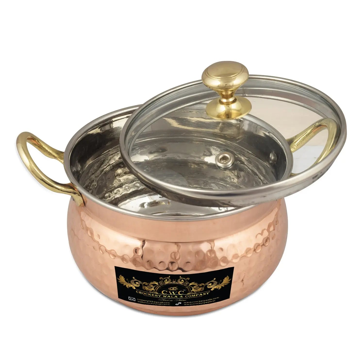 Copper Handi Set For Serving & Cooking 700 ml each - CROCKERY WALA AND COMPANY 