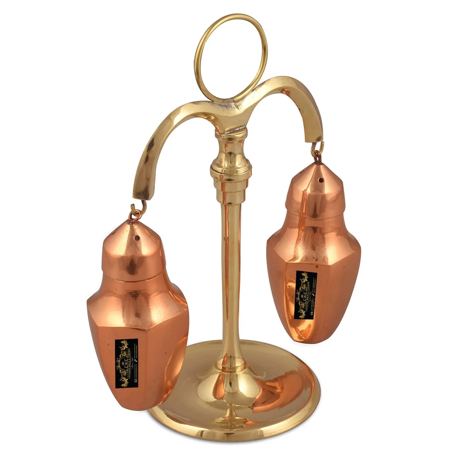 Crockery Wala And Company Copper Salt & Pepper Shaker Sprinkler Hanging Stand Restaurant Tableware Hammered Finish - CROCKERY WALA AND COMPANY 