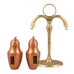 Crockery Wala And Company Copper Salt & Pepper Shaker Sprinkler Hanging Stand Restaurant Tableware Hammered Finish - CROCKERY WALA AND COMPANY 