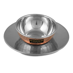 Crockery Wala And Company Copper Steel Finger Bowl Plate For Rinsing Fingers After Meal For Hotel & Restaurant - CROCKERY WALA AND COMPANY 