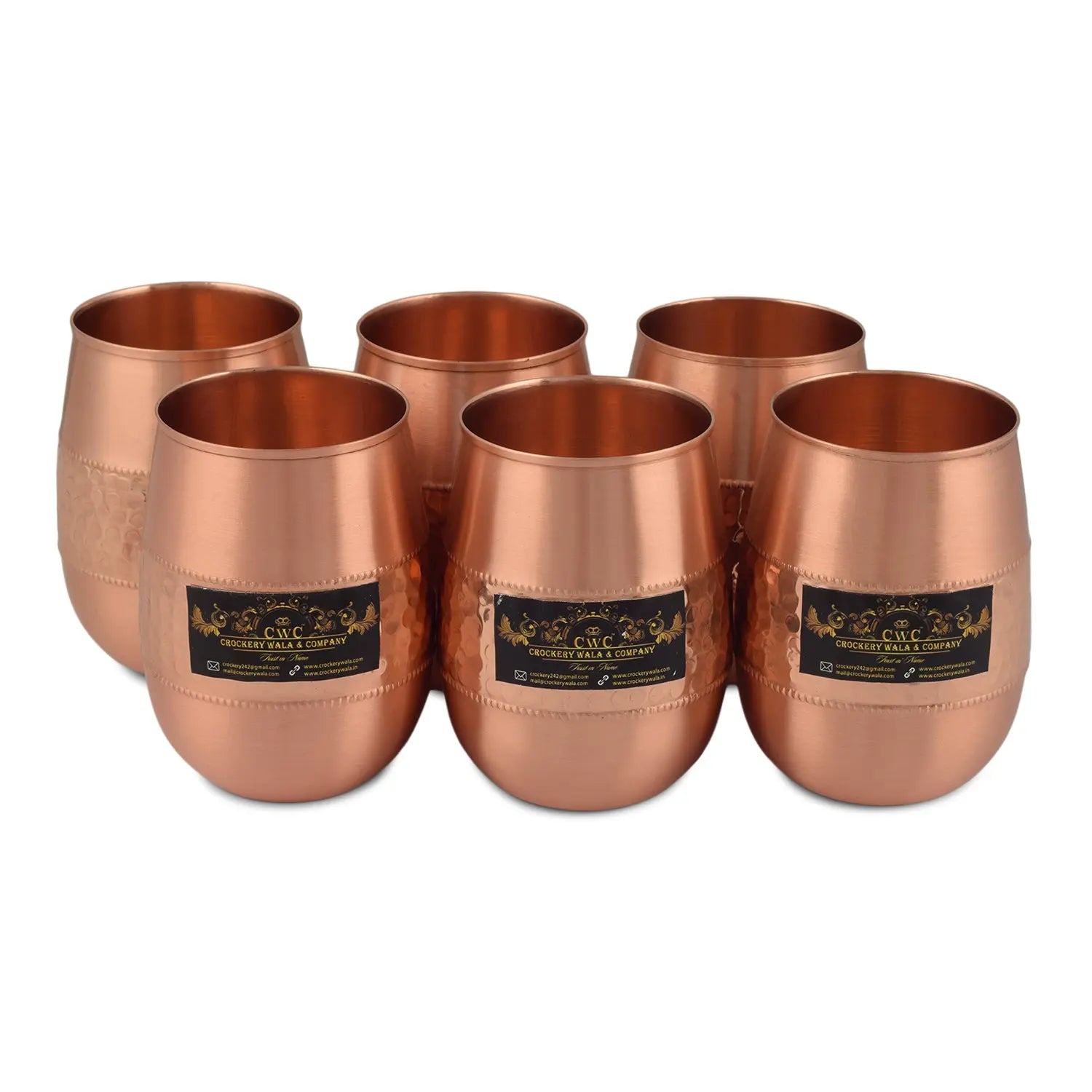 Copper matki glass half Hammered