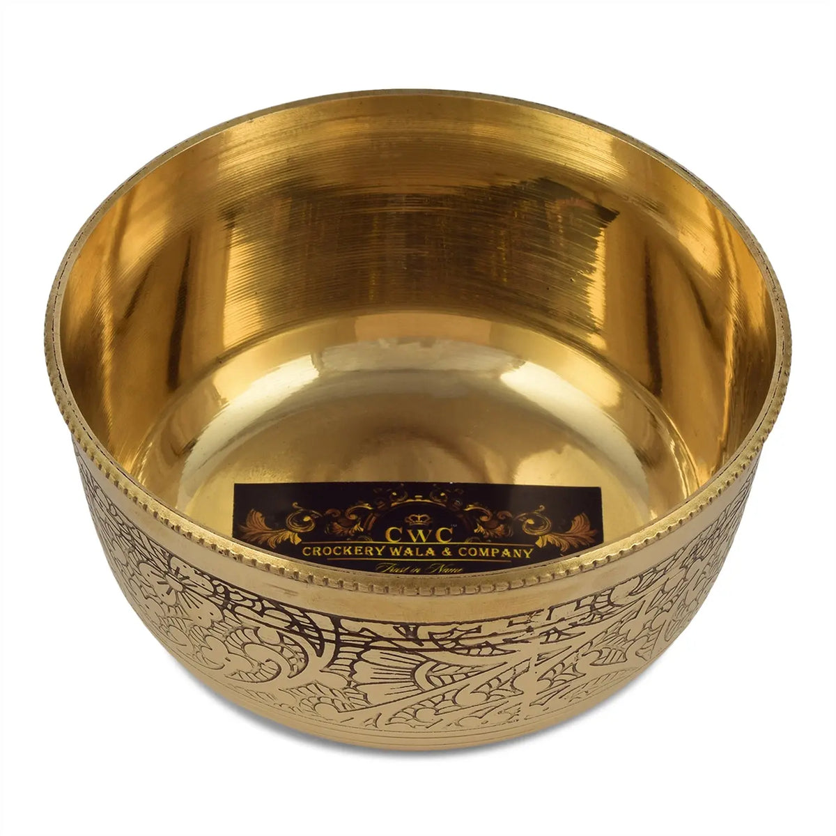 Pure Brass Embossed Flower Design Bowl Katori Dinnerware for Home Restaurants - CROCKERY WALA AND COMPANY 