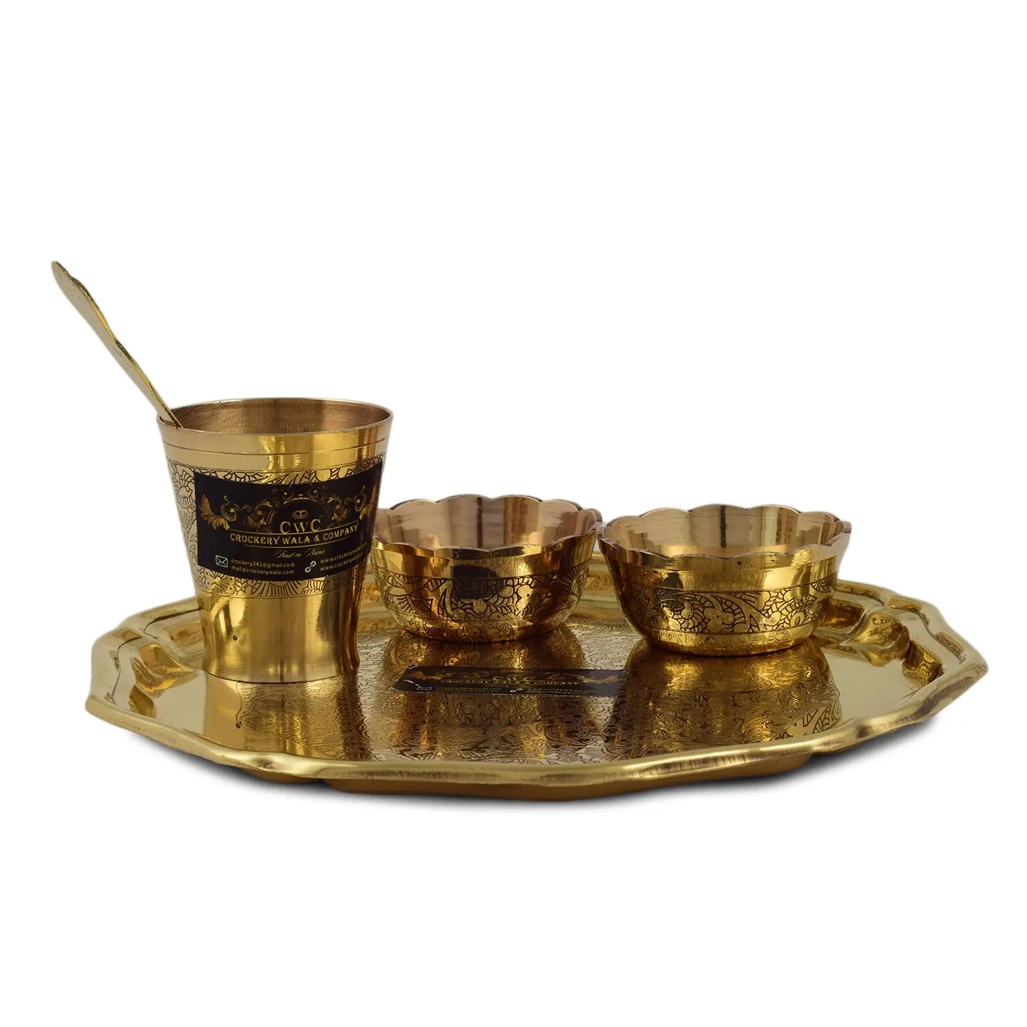 Brass Pooja Thali Set Laddoo Gopal Set Kids Set - CROCKERY WALA AND COMPANY 