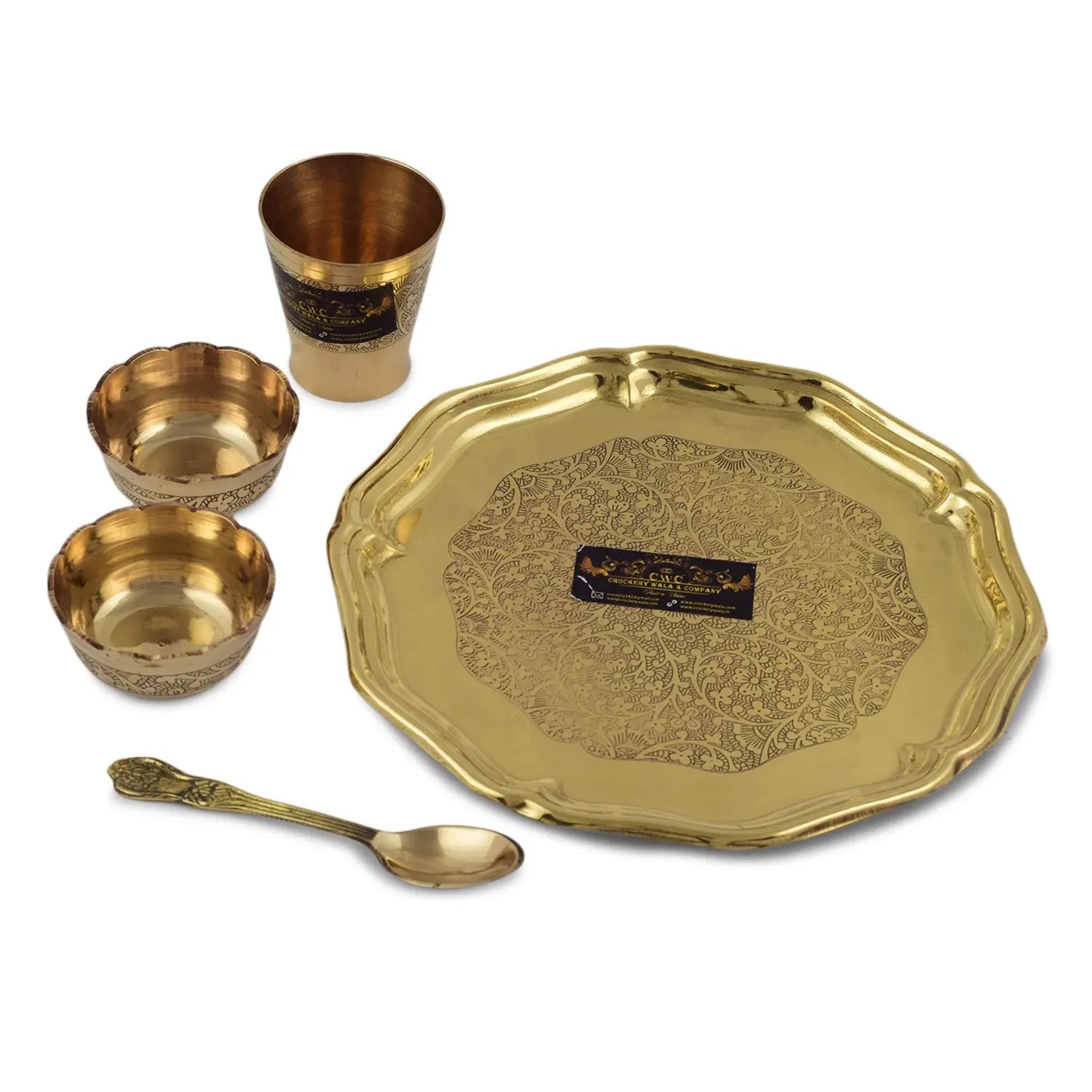 Brass Pooja Thali Set Laddoo Gopal Set Kids Set - CROCKERY WALA AND COMPANY 